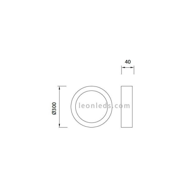 Dimensiones Plafón led superficie 30W | LeonLeds Plafones LED redondos