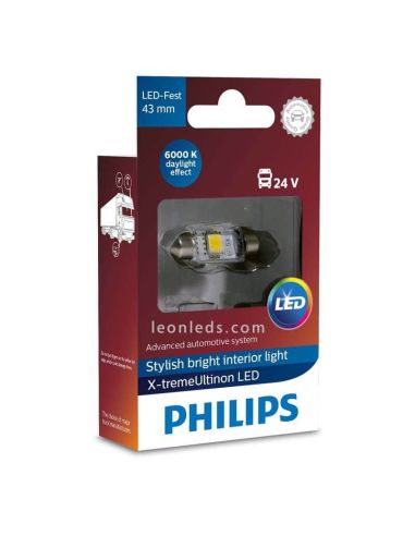 Bombilla LED 24V feeston 43mm de Philips Xtreme Ultinon | LeonLeds LED 24V