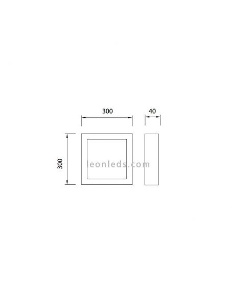 Dimensiones de Plafon LED cuadrado 30W Saona de Mantra | LeonLeds Plafones LED