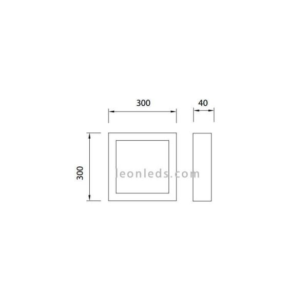 Dimensiones de Plafon LED cuadrado 30W Saona de Mantra | LeonLeds Plafones LED