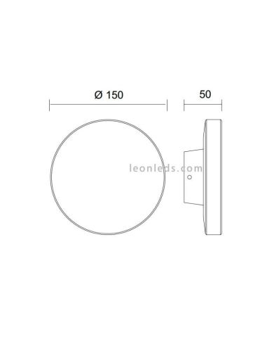Dimensiones de Aplique LED redondo  modelo Bora de mantra | LeonLeds Apliques de exterior LED