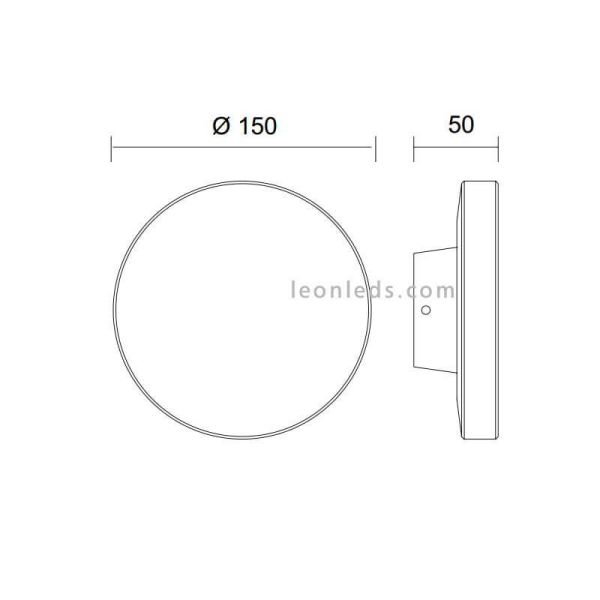Dimensiones de Aplique LED redondo  modelo Bora de mantra | LeonLeds Apliques de exterior LED