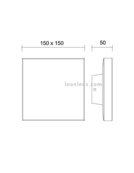 Dimensiones de Aplique LED cuadrado serie Bora de Mantra 6536 6537 | Apliques LED de exterior