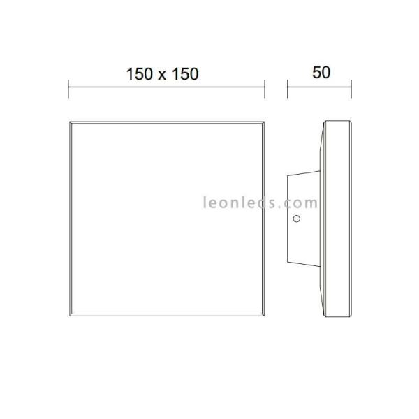 Dimensiones de Aplique LED cuadrado serie Bora de Mantra 6536 6537 | Apliques LED de exterior