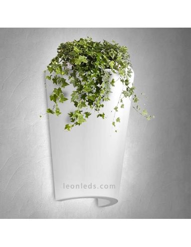 Aplique de pared exterior en forma de Teja de Mantra con luz sirve de maceta | LeonLeds Apliques