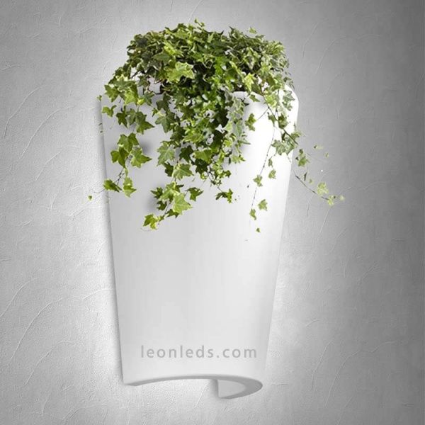Aplique de pared exterior en forma de Teja de Mantra con luz sirve de maceta | LeonLeds Apliques