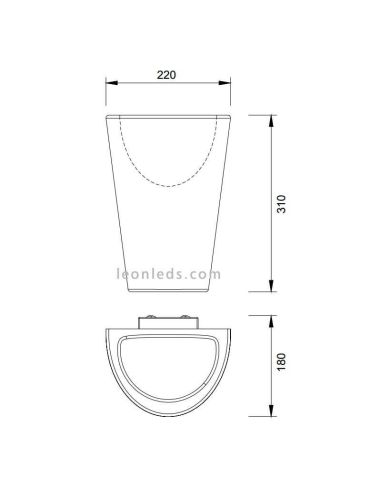Dimensões da Luminária de parede exterior Teja de Mantra 6508 | LeonLeds Lâmpadas de parede ao ar livre