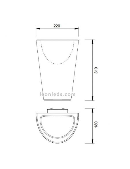 Dimensões da Luminária de parede exterior Teja de Mantra 6508 | LeonLeds Lâmpadas de parede ao ar livre