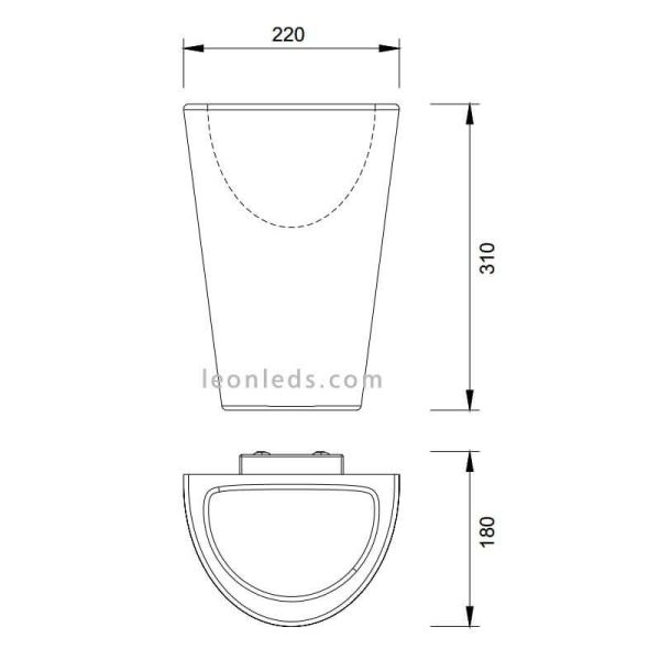 Dimensiones de Aplique de exterior Teja de Mantra 6508 | LeonLeds Apliques exterior