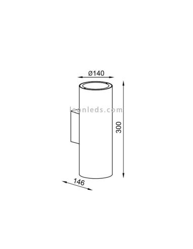 Dimensões Arandela para exterior da série Volcano da Mantra | LeonLeds LED Wall Lamps