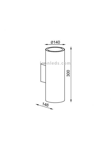 Dimensões Arandela para exterior da série Volcano da Mantra | LeonLeds LED Wall Lamps