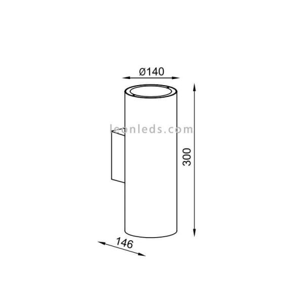 Dimensiones Aplique de pared exterior de la serie Volcano de Mantra | LeonLeds Apliques LED