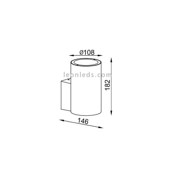 Dimensions de l'applique murale d'extérieur Volcano pour 1 ampoule LED Mantra 6483 | Appliques d'extérieur LeonLeds