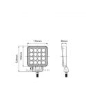 Dimensiones de Faro LED cuadrado CA5741 | LeonLeds Faros LED de trabajo
