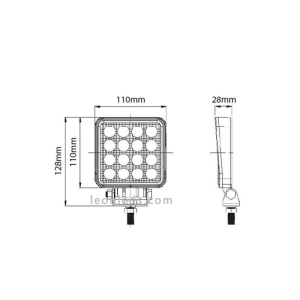 Dimensiones de Faro LED cuadrado CA5741 | LeonLeds Faros LED de trabajo