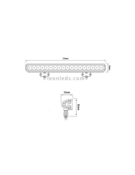 Dimensões da Barra de LED para trator 54W | Barras de LED Leon