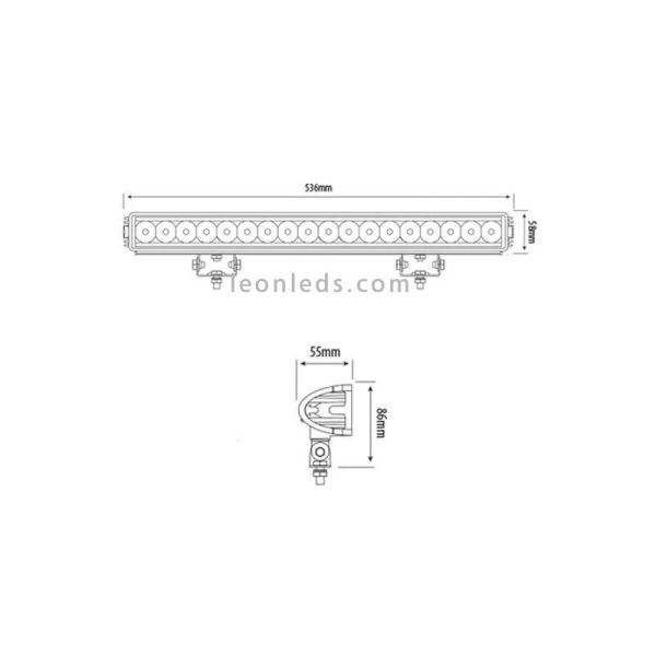 Dimensiones de Barra LED para tractor 54W | LeonLeds Barras LED