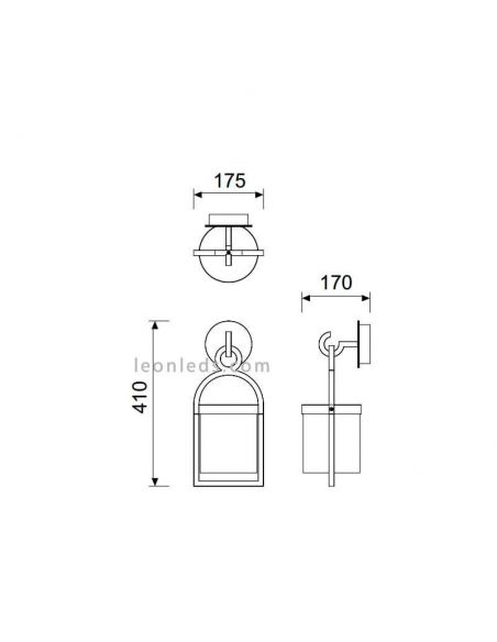 Dimensiones de Aplique exterior Maya de Mantra 6551 | Leonleds Iluminación