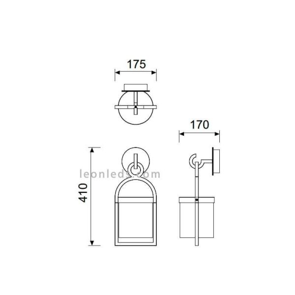 Dimensions de l'applique d'extérieur Mantra Maya 6551 | Éclairage Léonleds