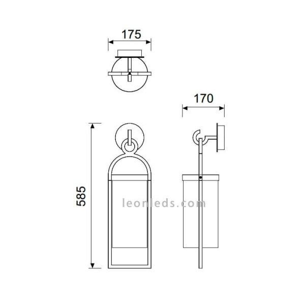 Dimensions Applique d'extérieur suspension série Maya de Mantra 6552 | Éclairage LeonLeds