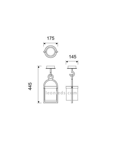 Dimensiones de Plafon para exterior serie Maya de Mantra 6553 | LeonLeds Plafones exteriores