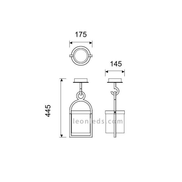 Dimensions du plafonnier d'extérieur série Mantra Maya 6553 | Plafonniers d'extérieur LeonLeds