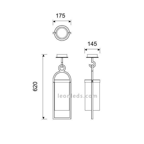 Dimensions du plafonnier d'extérieur Vintage série Maya par Mantra 6554 | leonleds