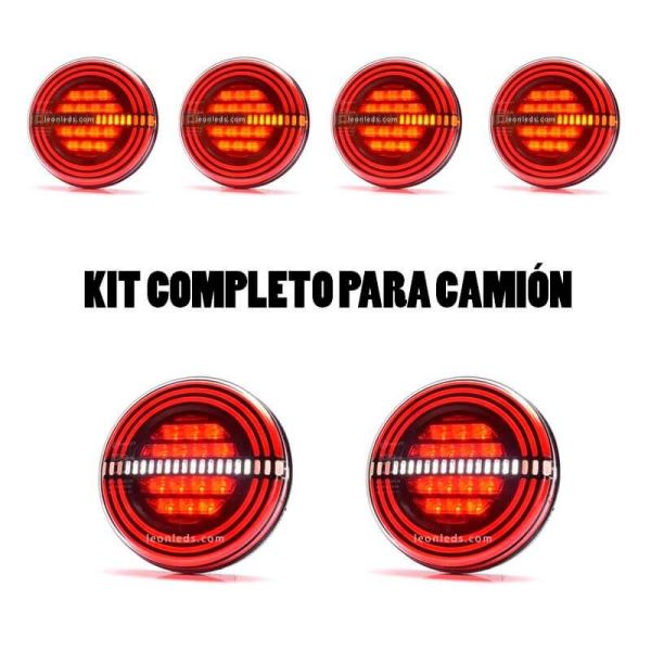 ✅ Kit de 6 Pilotos LED redondos traseros para remolques | LeonLeds Kit de Pilotros LED traseros