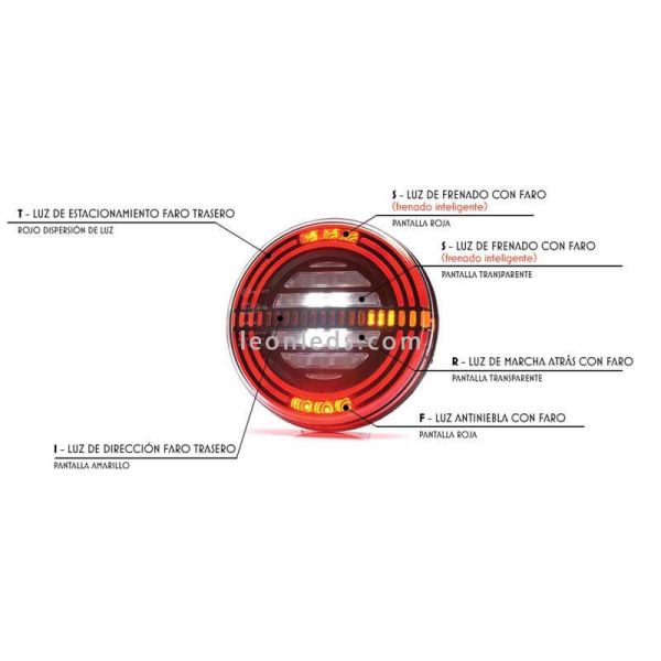 ✅ Feu arrière LED avec 5 fonctions anti-buée et marche arrière | Feux arrière LED ronds LeonLeds