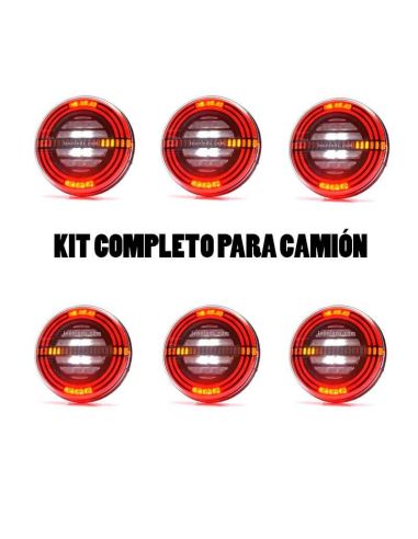 ✅ Kit de 6 faróis traseiros em LED com 5 funções | LeonLeds Luzes LED traseiras redondas