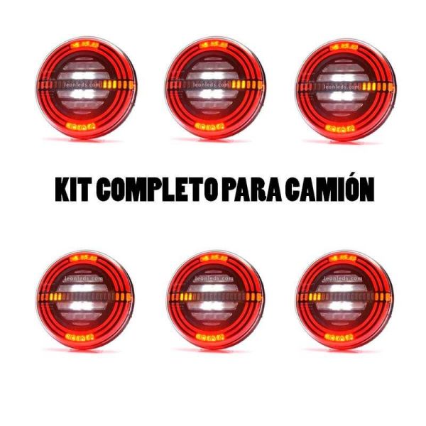 ✅ Kit de 6 Pilotos LED traseros con 5 funciones | LeonLeds Pilotos LED redondos traseros