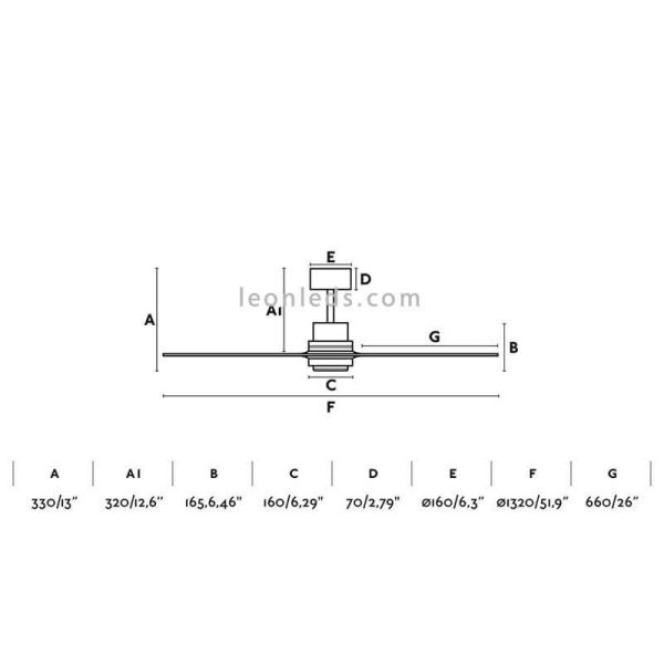 ✅ Dimensiones de Ventilador de Techo Lantau 33370 | Leonleds Ventiladores Faro