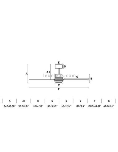 ✅ Dimensiones de Ventilador de techo Mini Pino Lantau MINI 33509 | LeonLeds