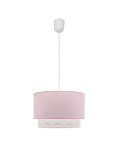 Luminária de teto com abajur rosa e branco | Leon Iluminação LED