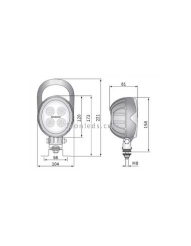 Faro ovalado LED magnético 12/24 V Lente Transparente imán Conector Mechero Imantado Interruptor Mango | LeonLeds