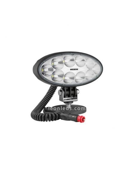 Faro Ovalado Largo Alcance de 40W con interruptor Iman y conector de mechero al mejor precio | LeonLeds.com
