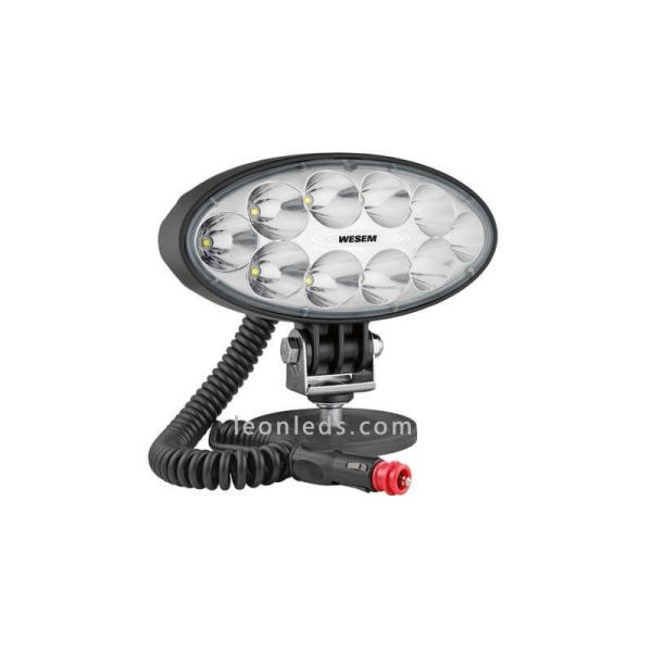 Farol Oval de Longo Alcance 40W com Interruptor Magnético e Conector de Acendedor de Cigarros ao melhor preço | LeonLeds.com