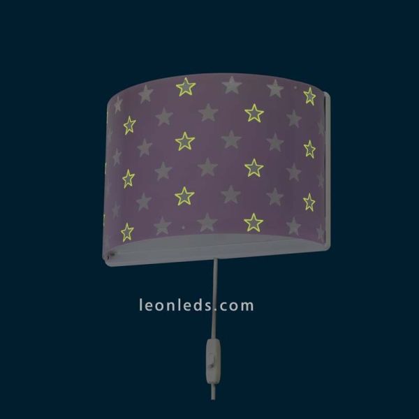 Applique murale pour enfant qui brille dans le noir de couleur Mauve | leonleds
