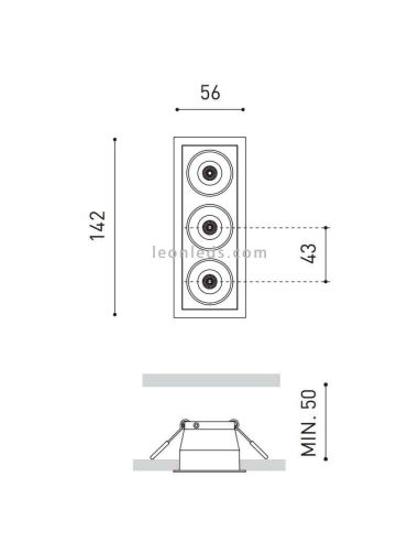 Dimensões do ArkosLight embutido Foster preto