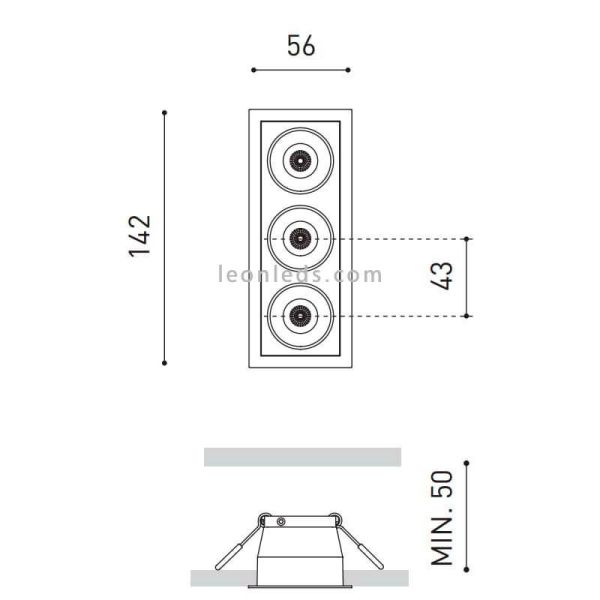 Dimensões do ArkosLight embutido Foster preto
