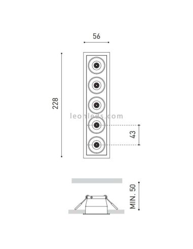 Dimensiones de Black Foster Recessed 5 ArkosLight