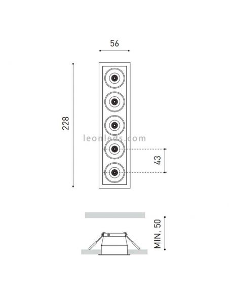 Dimensions du luminaire encastré Black Foster 5 ArkosLight