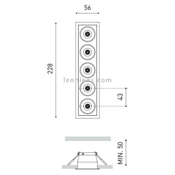 Dimensions du luminaire encastré Black Foster 5 ArkosLight