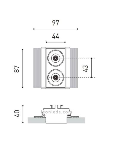 Dimensões do Downlight LED Preto Foster Trimless 2