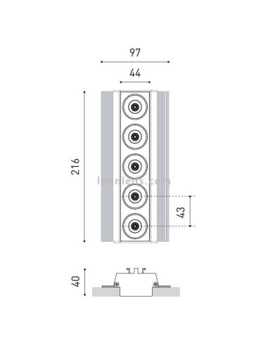 Dimensions du Downlight LED noir Foster Trimless ArkosLight