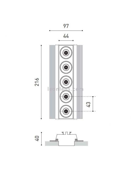 Dimensões do Downlight LED Preto Foster Trimless ArkosLight