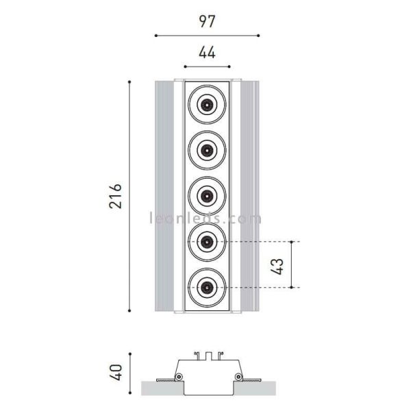 Dimensions du Downlight LED noir Foster Trimless ArkosLight
