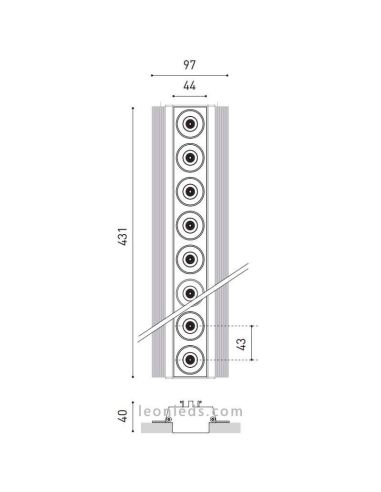 Dimensões da luminária LED preta Foster Trimless 10 ArkosLight
