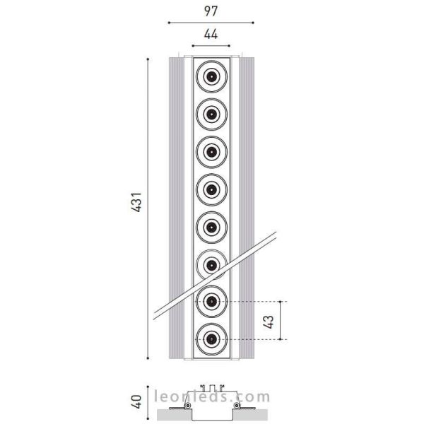 Dimensões da luminária LED preta Foster Trimless 10 ArkosLight