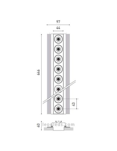 Dimensões do Downlight LED Preto Foster 15 Trimless ArkosLight
